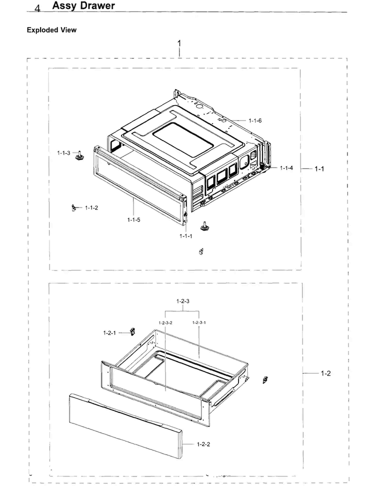 Drawer Diagram and Parts List for NE59K3310SS AA-0000 Samsung Range