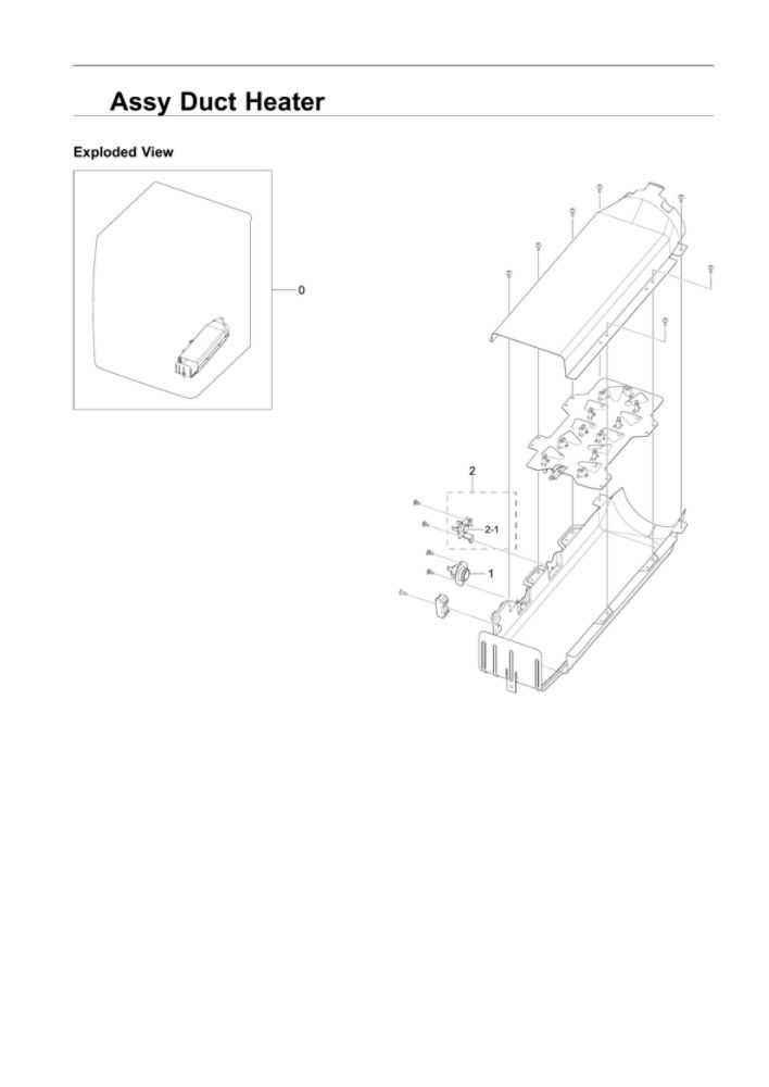 Heater Duct Assembly Diagram and Parts List for DVE45R6300V A3-00 Samsung Dryer