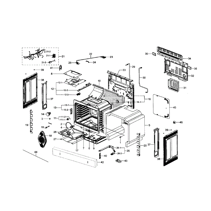 Cavity Diagram and Parts List for NX58F5700WS AA-01 Samsung Range