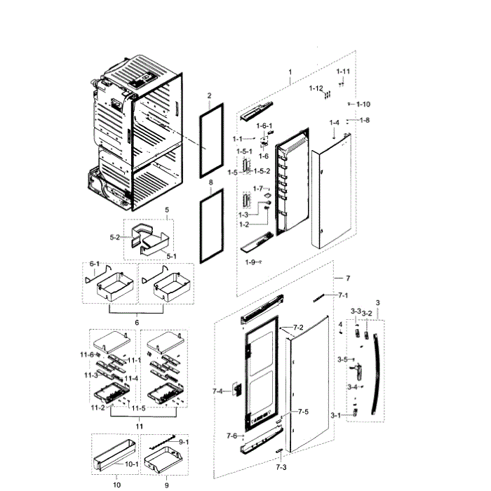 Fridge Door R Diagram and Parts List for RF28HDEDBSR AA-05 Samsung Refrigerator