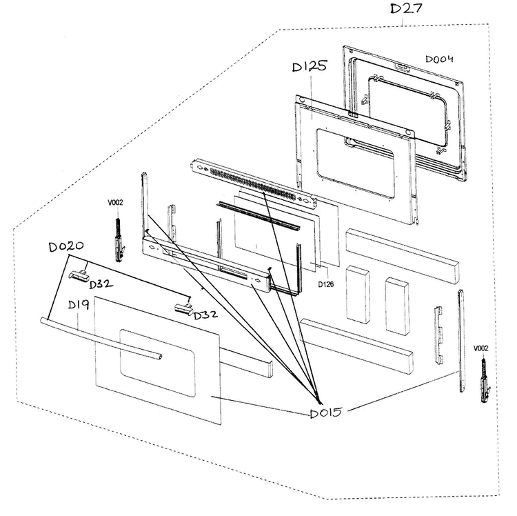 Door Assy Diagram and Parts List for FTQ352IWUW XAA-03 Samsung Range