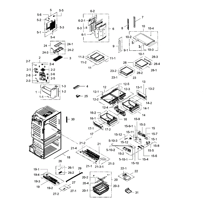 Refrigerator Diagram and Parts List for RF28HMEDBSR AA-06 Samsung Refrigerator