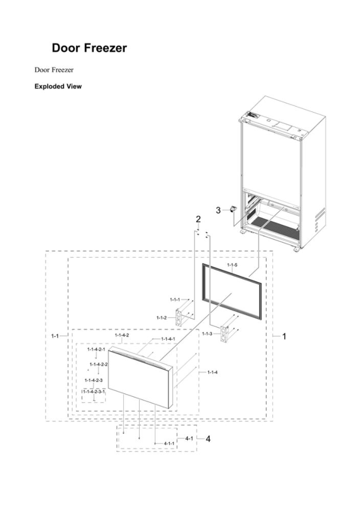 Freezer Door Parts Diagram and Parts List for RF24BB6900AW AA-00 Samsung Refrigerator