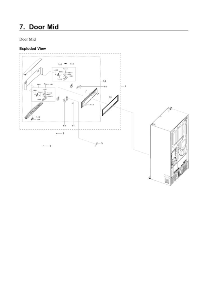 Mid Door Parts Diagram and Parts List for RF24R7201SR AA-02 Samsung Refrigerator