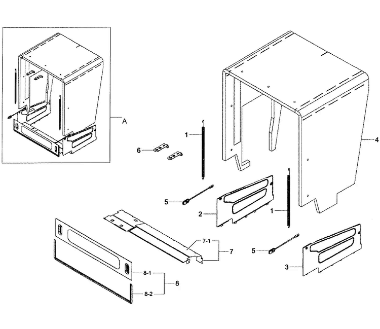 Case Assy Diagram and Parts List for DW80F600UTB AA-0000 Samsung Dishwasher