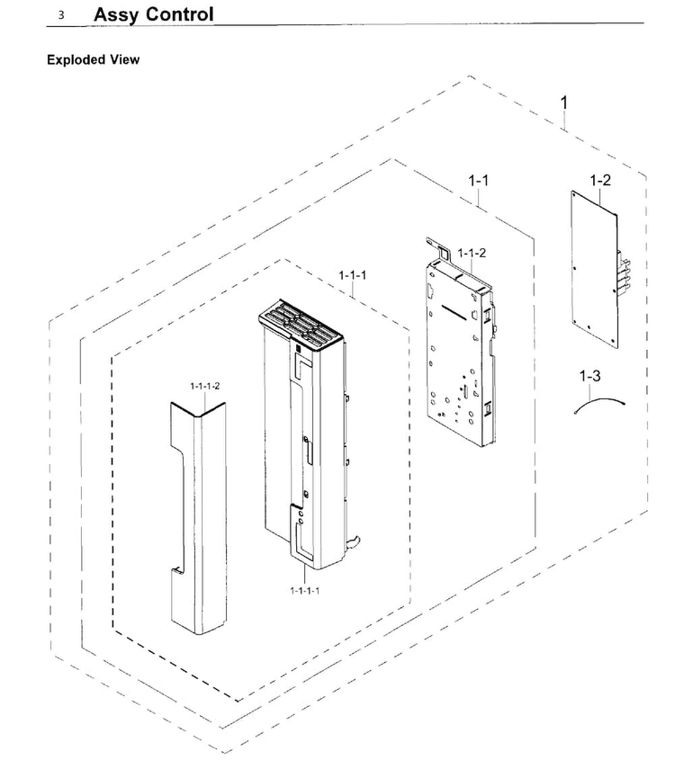 Control Panel Diagram and Parts List for MC17J8000CG AA-0000 Samsung Microwave