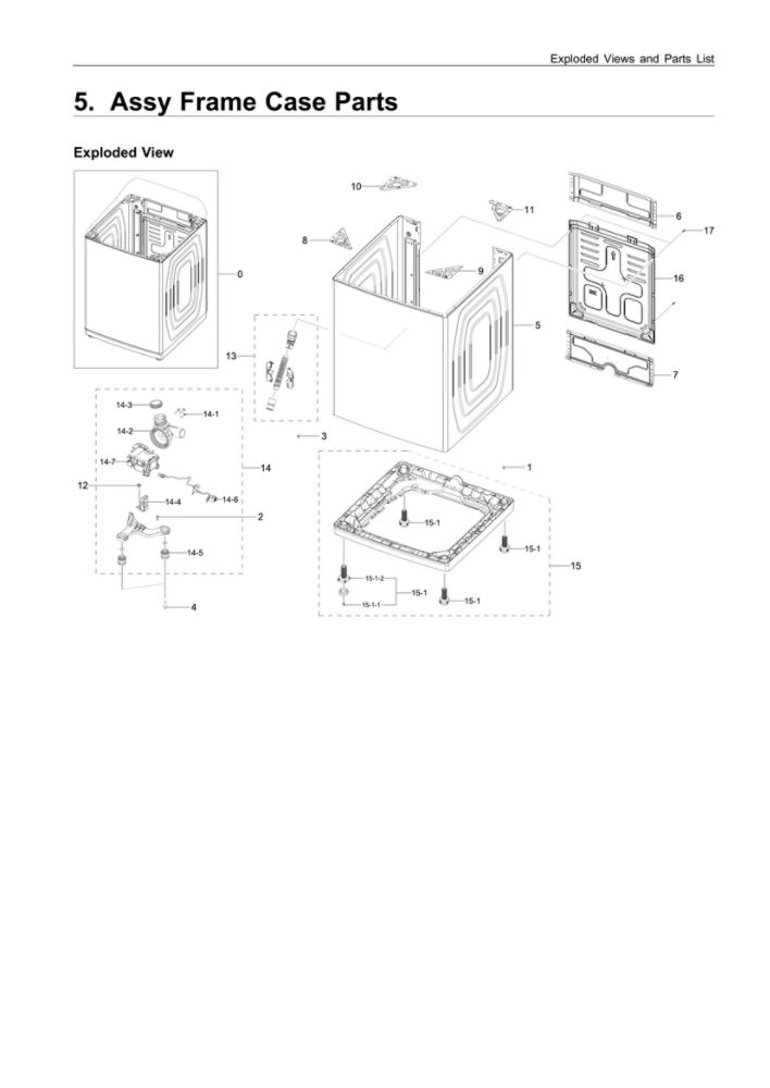 Frame Case Parts Diagram and Parts List for WA54R7600AV US-00 Samsung Washer