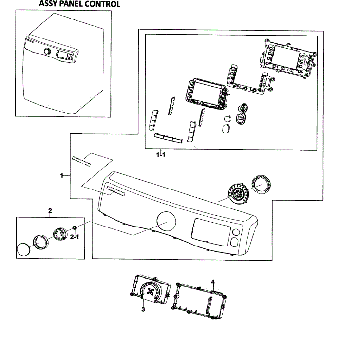 Control Panel Diagram and Parts List for DV511AGR XAA-00 Samsung Dryer