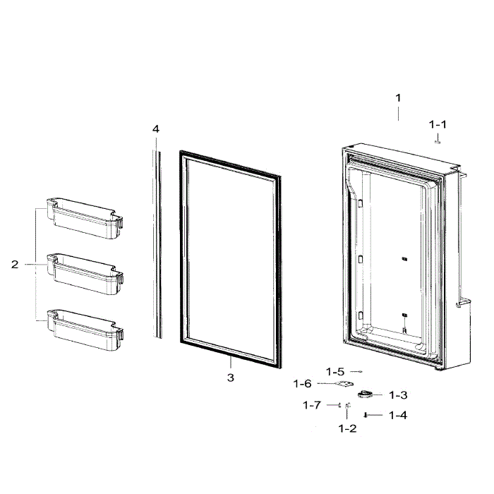 Freezer Door Rt Diagram and Parts List for RF32FMQDBSR AA-07 Samsung Refrigerator