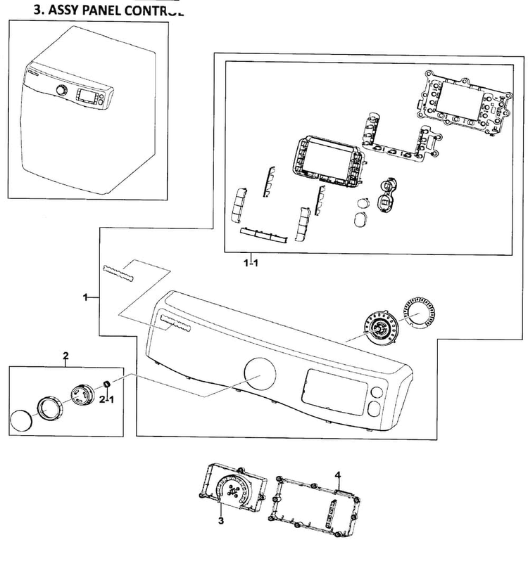 Control Panel Diagram and Parts List for DV511AGR XAA-0001 Samsung Dryer
