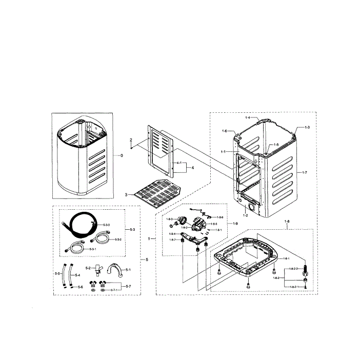 Frame Diagram and Parts List for WB09H7300GW A1-00 Samsung Washer