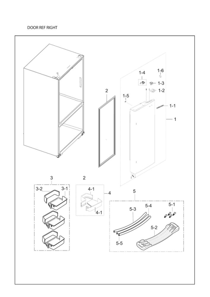 Right Refrigerator Door Diagram and Parts List for RF23HCEDBSG AA-01 Samsung Refrigerator