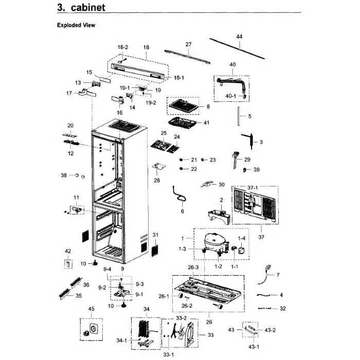 Cabinet Diagram and Parts List for RB12J8896S4 AA-01 Samsung Refrigerator