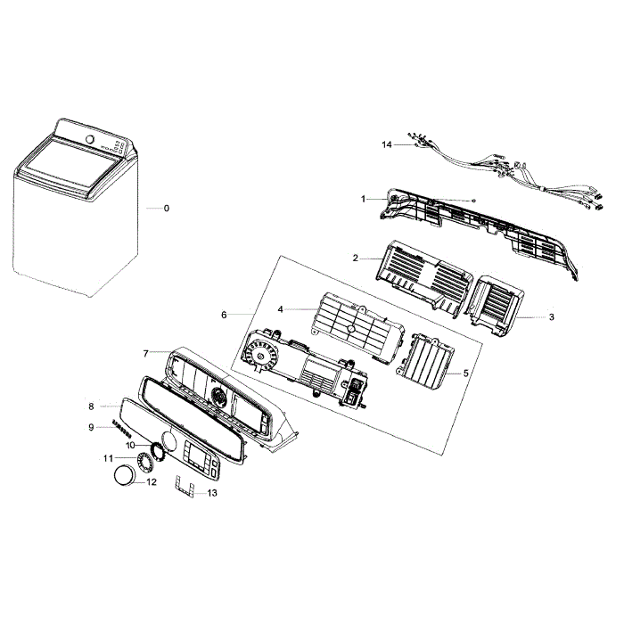 Control Panel Diagram and Parts List for WA56H9000AW A2-01 Samsung Washer