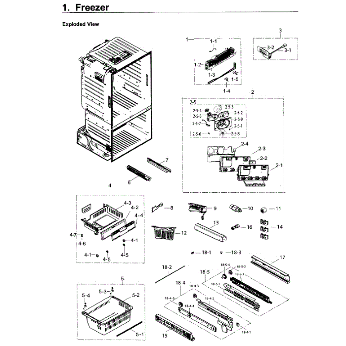 Freezer Diagram and Parts List for RF26J7500BC AA-01 Samsung Refrigerator