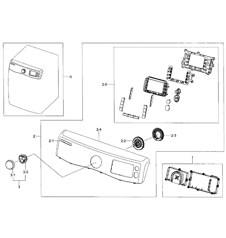 Control Panel Diagram and Parts List for DV455EVGSGR AA-0002 Samsung Dryer