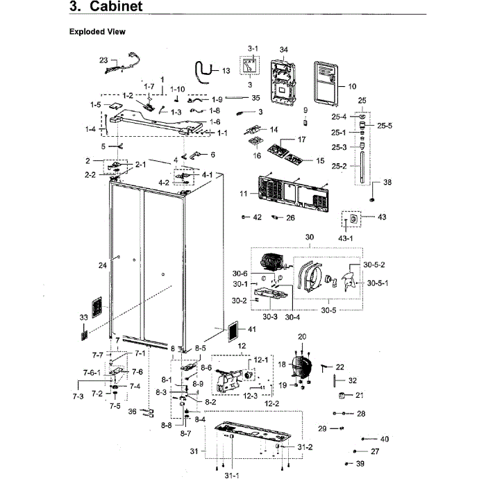 Cabinet Diagram and Parts List for RH22H9010SR AA-04 Samsung Refrigerator