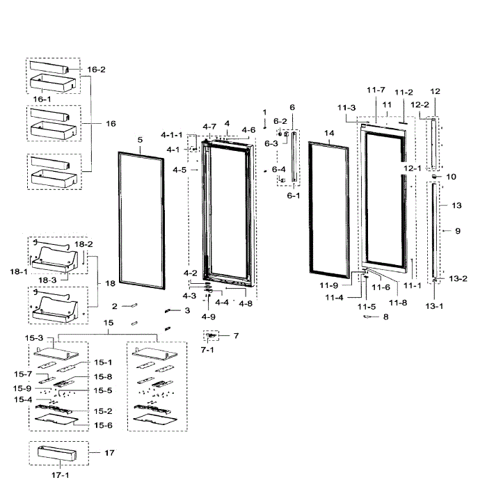 Right Door Diagram and Parts List for RH30H9500SR AA-01 Samsung Refrigerator