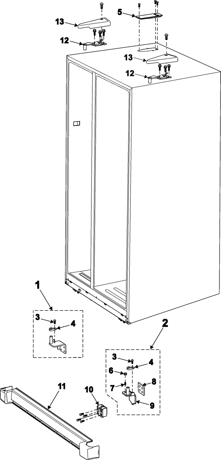 Hinges Diagram and Parts List for RS2624WW XAA Samsung Refrigerator