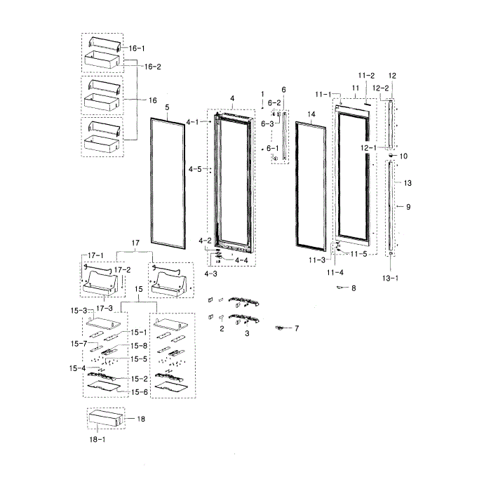 Fridge Door Diagram and Parts List for RH29H9000SR AA-00 Samsung Refrigerator