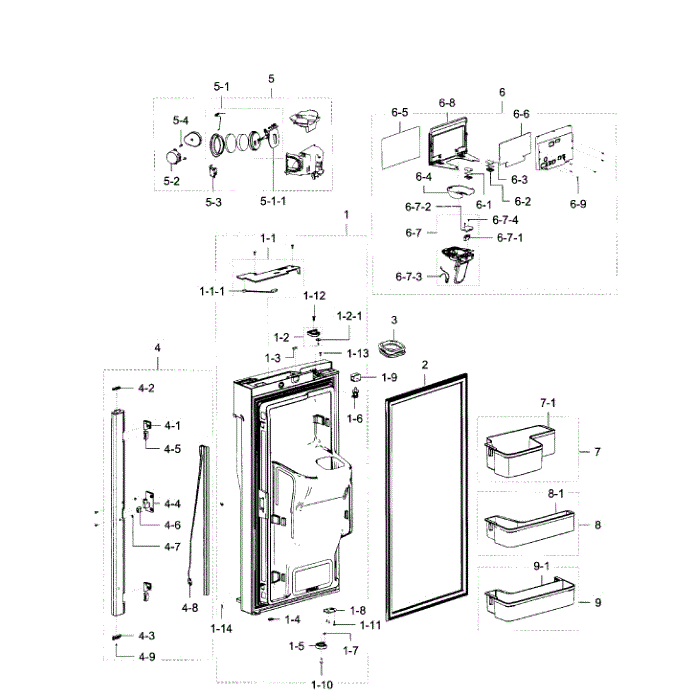 Fridge Door L Diagram and Parts List for RF23J9011SR (AA)(0006) Samsung Refrigerator