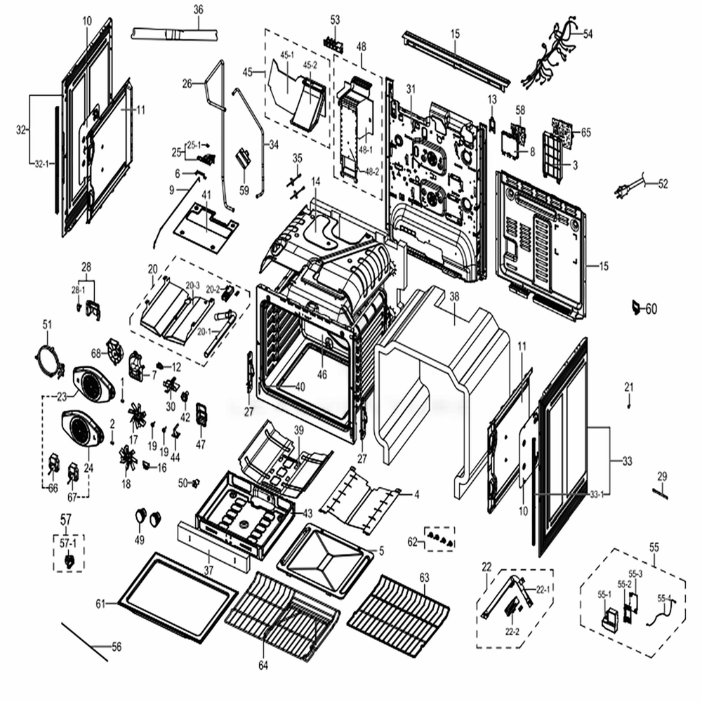 Main Diagram and Parts List for NX58K9850SS (AA)(0003) Samsung Range