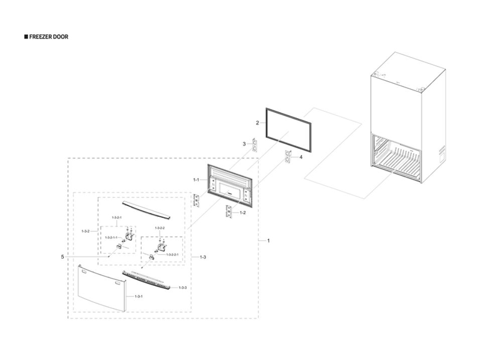 Freezer Door Parts Diagram and Parts List for RF28T5F01SG AA-00 Samsung Refrigerator