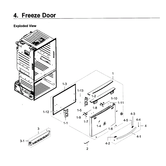 Freezer Door Diagram and Parts List for RF23HCEDBSR AA-08 Samsung Refrigerator