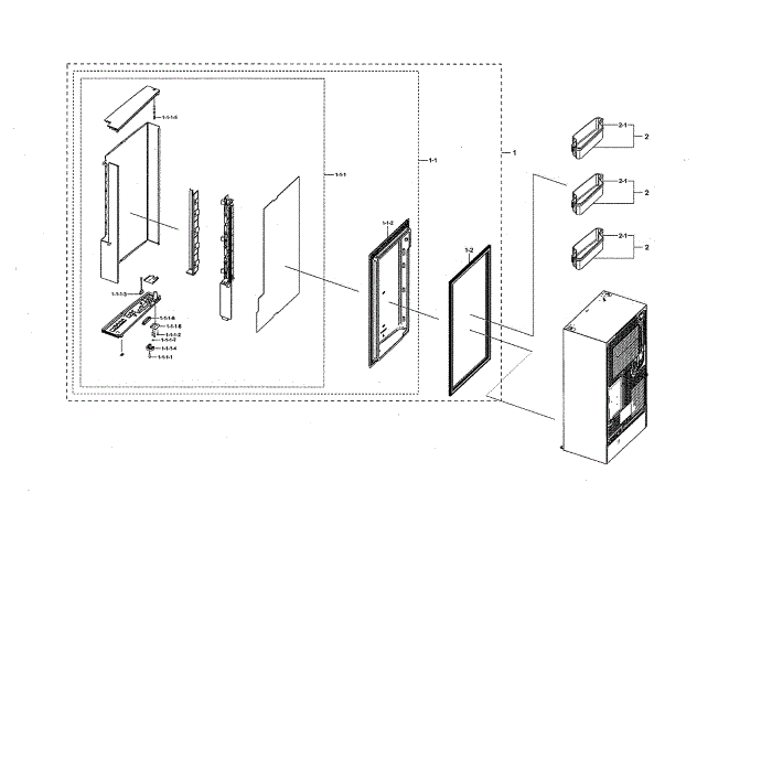 Left Freezer Door Diagram and Parts List for RF22N9781SG AA-00 Samsung Refrigerator