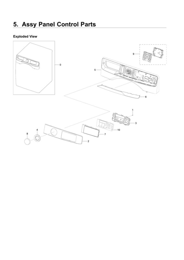 Control Panel Assembly Diagram and Parts List for WF45T6200AW US-03 Samsung Washer