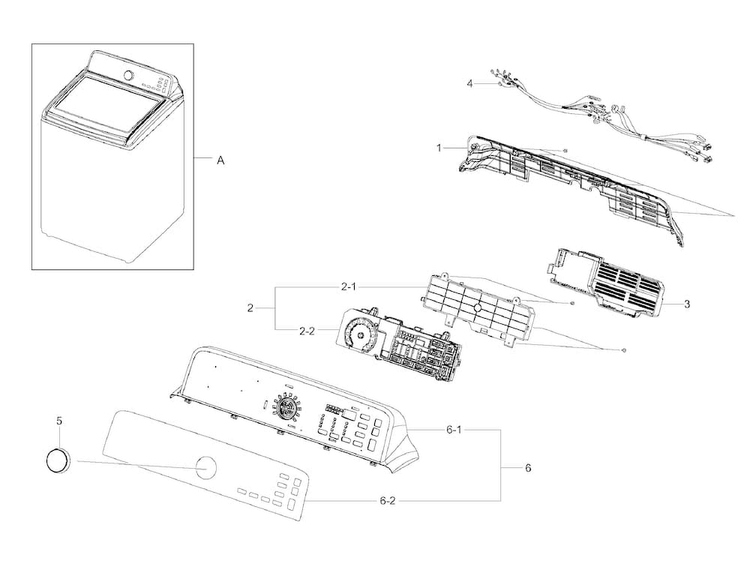 Control Panel Diagram and Parts List for WA422PRHDWR AA-0000 Samsung Washer