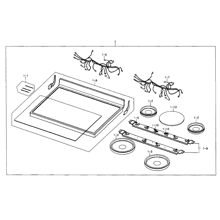 Cooktop Assembly Diagram and Parts List for NE594R0ABWW AA-01 Samsung Range
