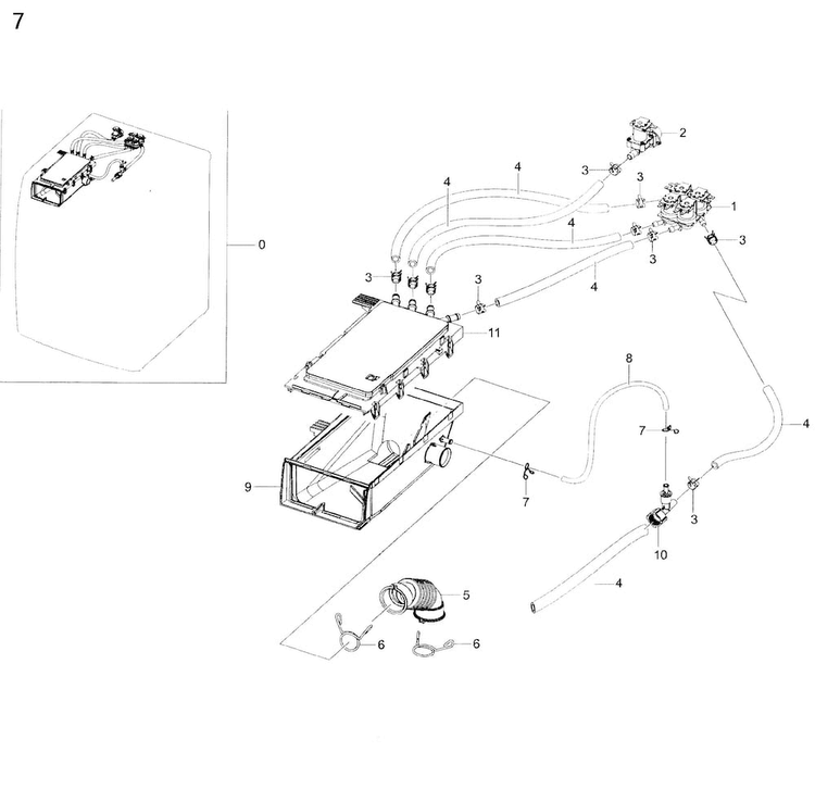 Housing-drawer Diagram and Parts List for WF50K7500AV A2-0000 Samsung Washer