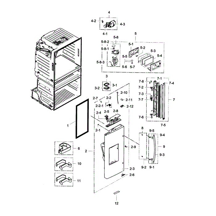 Refrigerator Door L Diagram and Parts List for RF28HMELBSR AA-00 Samsung Refrigerator