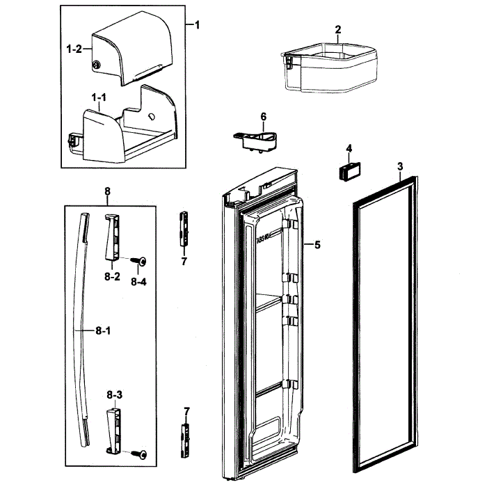 Right Door Diagram and Parts List for RF267AARS XAA-00 Samsung Refrigerator
