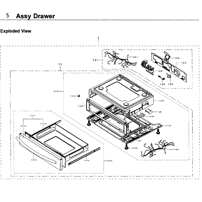 Drawer Diagram and Parts List for NX58K9500WG AA-00 Samsung Range