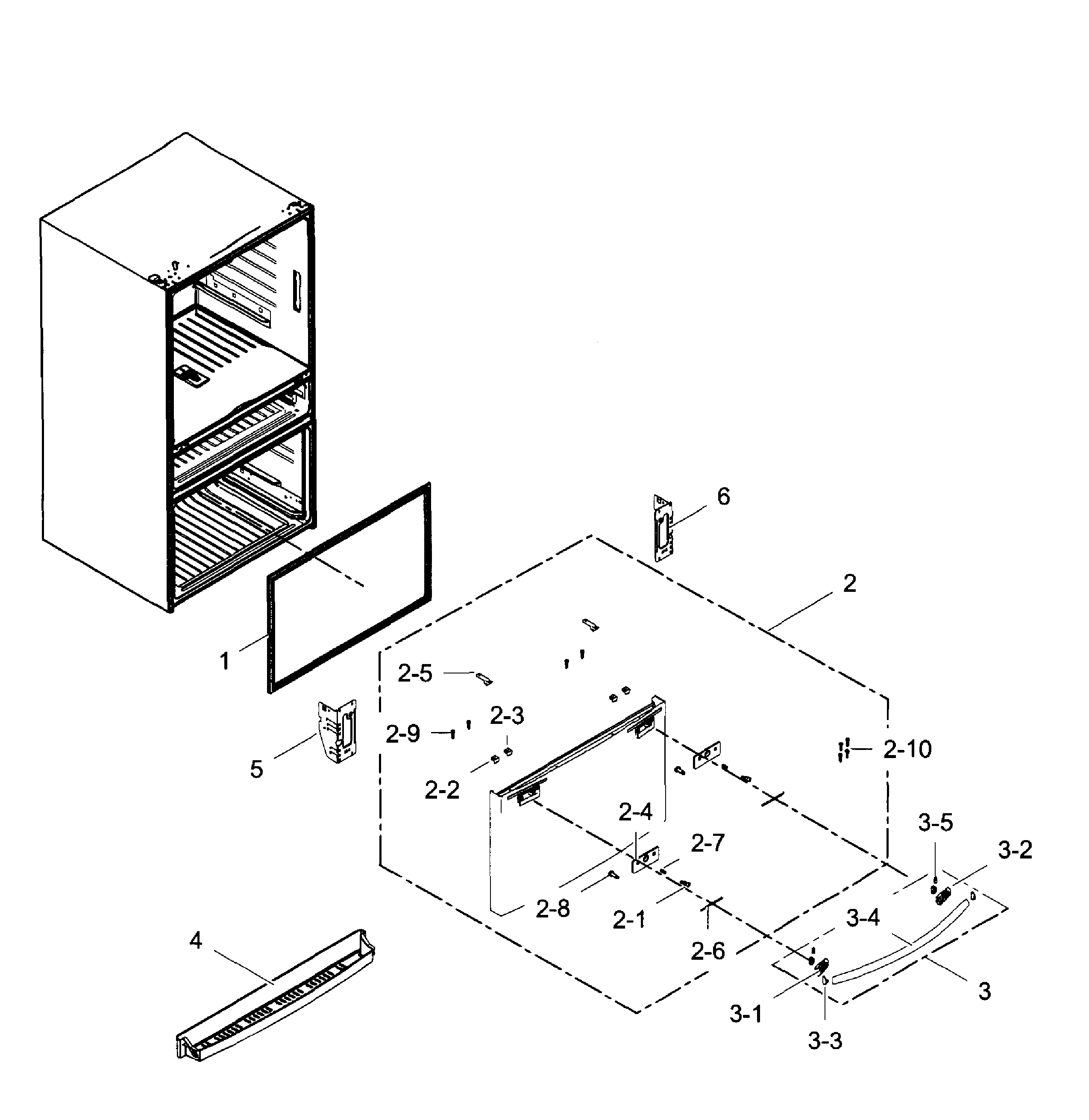 Freezer Door Diagram and Parts List for RF28HMEDBSR AA-0009 Samsung Refrigerator