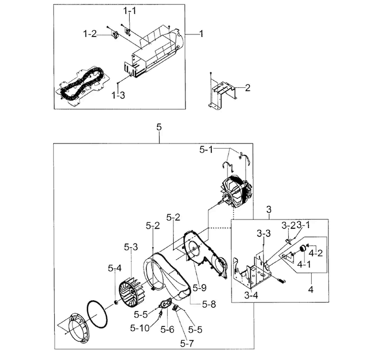 Motor Assy Diagram and Parts List for DV206AES XAA-0000 Samsung Dryer