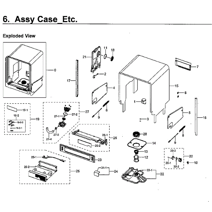 Case Diagram and Parts List for DW80M9550US AA-00 Samsung Dishwasher