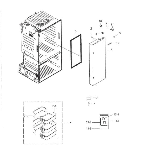 Fridge Door R Diagram and Parts List for RF263BEAESP AA-02 Samsung Refrigerator