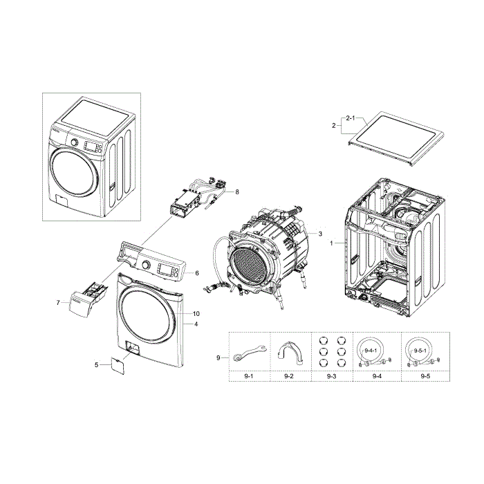 Main Assembly Diagram and Parts List for WF520ABP XAA-00 Samsung Washer