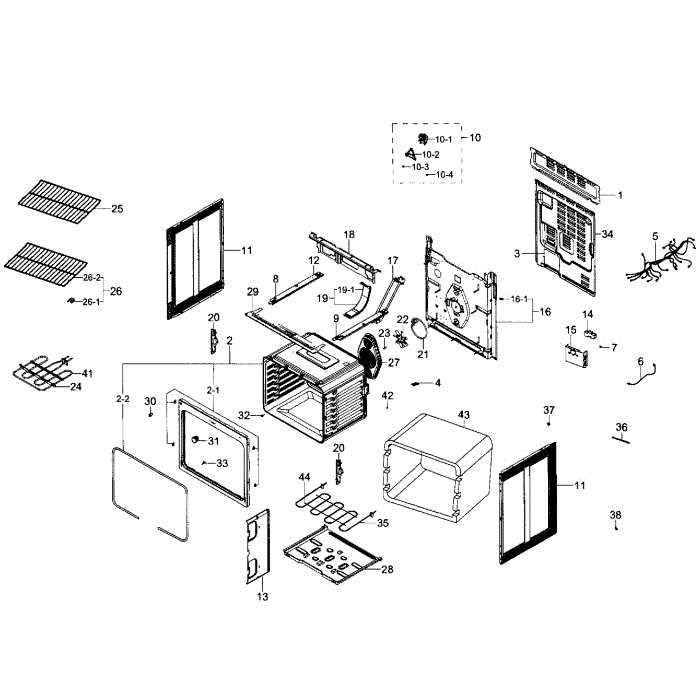 Main Section Diagram and Parts List for NE59J7650WS AA-03 Samsung Range
