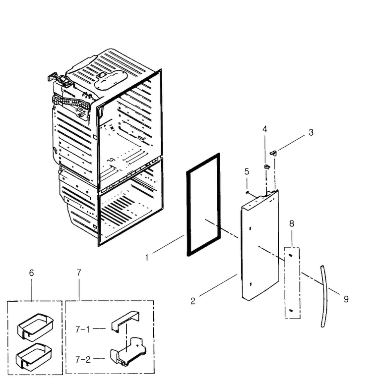 Right Door Diagram and Parts List for RFG296HDPN XAA-0001 Samsung Refrigerator