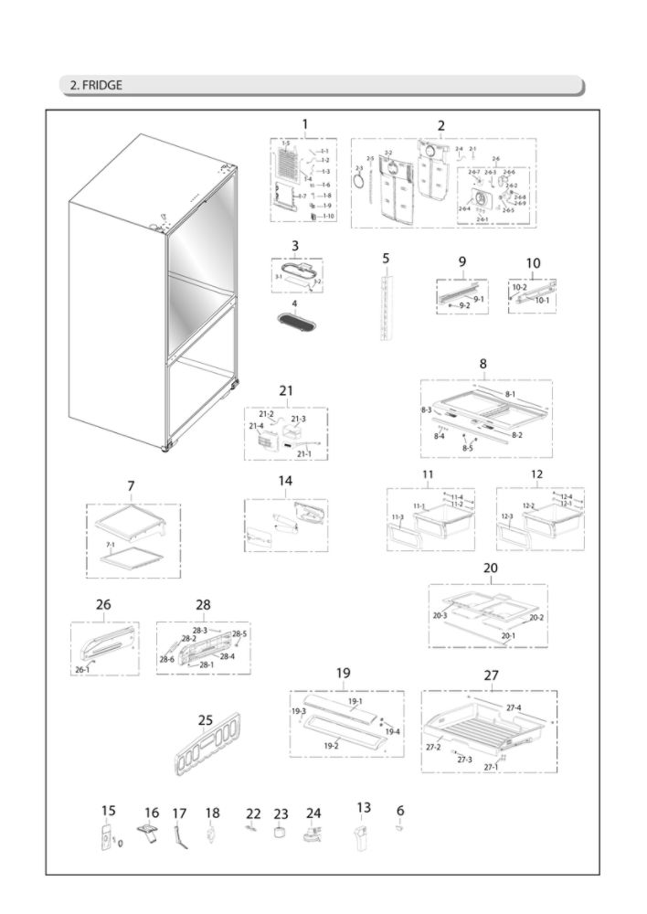 Refrigerator Parts Diagram and Parts List for RF266AFRS XAC-01 Samsung Refrigerator