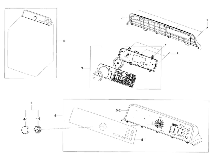 Control Panel Diagram and Parts List for DV456ETHDSU AA-0000 Samsung Dryer