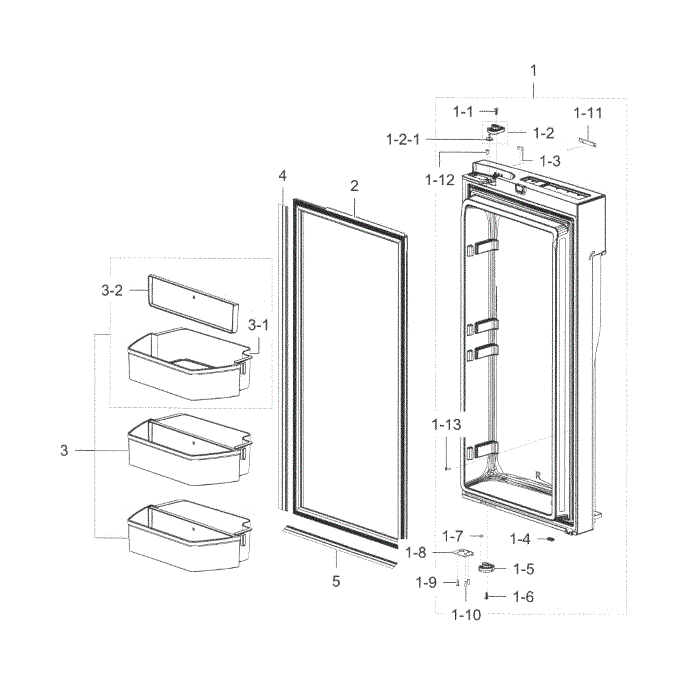 Fridge Door R Diagram and Parts List for RF32FMQDBSR AA-10 Samsung Refrigerator
