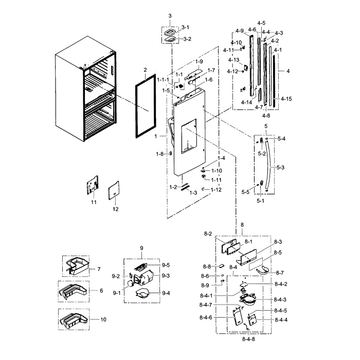 Refrigerator Door L Diagram and Parts List for RF30HBEDBSR AA-03 Samsung Refrigerator