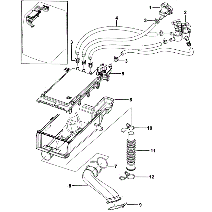 Drawer 1 Diagram and Parts List for WF431ABW XAA-00 Samsung Washer