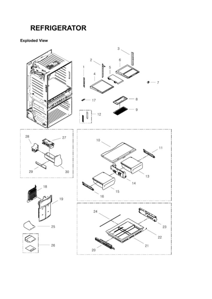 Refrigerator Parts Diagram and Parts List for RF4287HARS XAC-00 Samsung Refrigerator