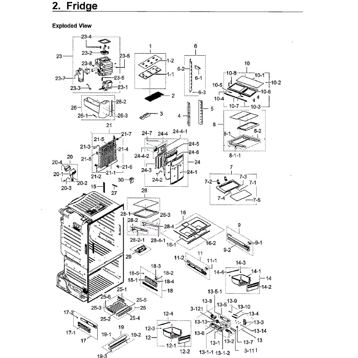 Fridge Diagram and Parts List for RF23HCEDBWW AA-12 Samsung Refrigerator